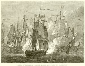 Défaite de la flotte française par Sir John Duckworth, au large de Saint-Domingue - English School
