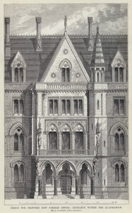 Conception pour le nouveau ministère des Affaires étrangères proposé, entrée dans la cour (gravure) - English School