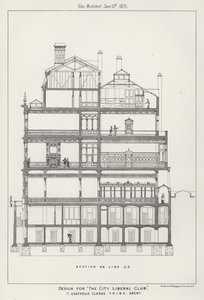 Projet pour "The City Liberal Club" (gravure) - English School