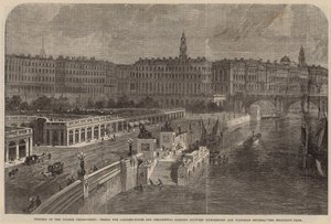 Conception pour des escaliers de débarquement et des jardins ornementaux entre les ponts de Hungerford et de Waterloo - English School