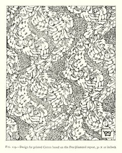 Conception pour coton imprimé basé sur le pois, répétition en losange, 30 × 21 pouces - English School
