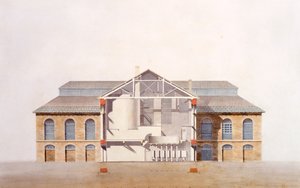 Conception pour la brasserie Stag, dessin manuscrit original des bureaux de George Saunders, vers 1807 - English School