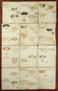 Conceptions de tasses à thé produites à la Daniel Factory, Staffordshire, vers 1845 - English School
