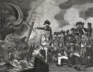Destruction des canonnières devant Gibraltar, gravé par H.Cook, 1816 - English School