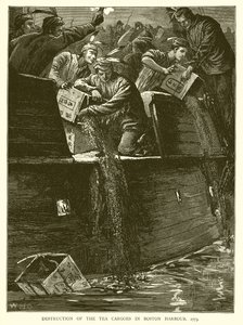 Destruction des cargaisons de thé dans le port de Boston, 1773