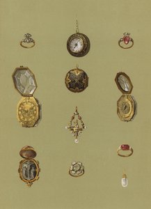 Bague en diamant, montre en or, camée en héliotrope, montre en or, solitaire en bijoux, bague de deuil en opale de Marie Stuart, bague en or de la princesse Élisabeth, montre en or de forme octogonale, bague en or, boucle d