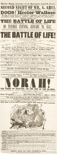 Affiche de Dickens : La Bataille de la vie, au Theatre Royal, Norwich, 26 janvier 1847