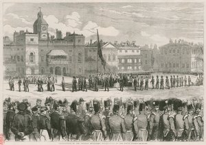 Distribution des médailles de Crimée par Sa Majesté aux Horse Guards - English School