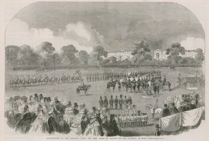 Distribution de la Croix de Victoria, le nouvel ordre de la bravoure, par Sa Majesté à Hyde Park - English School