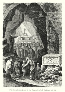 Service divin dans les catacombes de Saint-Calixte, 50 après J.-C.