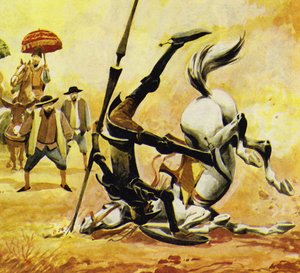 Don Quichotte a encouragé Ronzinante mais le cheval est tombé - English School