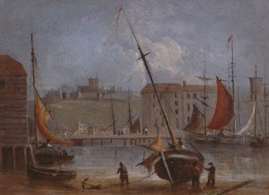 Château et port de Douvres, vers 1830 - English School