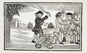 Le tour du Dr. Faustus sur vingt étudiants, illustration de Chap-books du XVIIIe siècle par John Ashton, pub. 1882 - English School