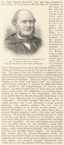 Dr J Russell Reynolds, FRS, le nouveau Président du Collège des Médecins (gravure) - English School