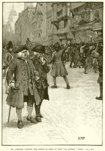 Le Dr. Johnson observant la scène de certaines émeutes anti-catholiques - English School