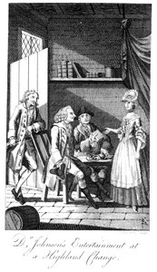 Le divertissement du Dr Johnson à un changement des Highlands, gravé par Roberts - English School