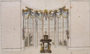 Rideau de fenêtre de salon et jardinière, planche 101 de l