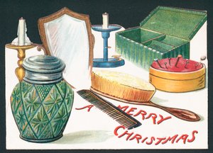 Contenu de la coiffeuse, Carte de Noël - English School