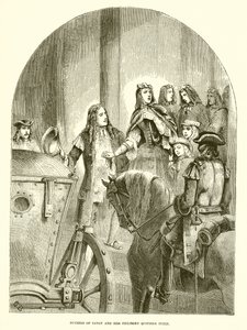 La duchesse de Savoie et ses enfants quittant Turin
