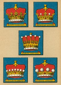Couronne du duc. Couronne du marquis. Couronne du comte. Couronne du vicomte. Couronne du baron - English School