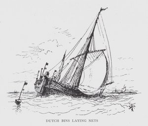 Bacs néerlandais posant des filets (lithographie) - English School