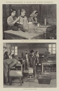 Fabrication de dynamite à Isleten, près de Fluelen, Suisse (gravure) - English School