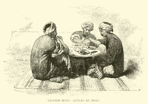 Nattes orientales, assis à table - English School