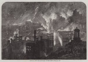 Édimbourg, depuis Calton Hill, la nuit du 10 (gravure) - English School