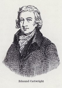 Edmund Cartwright, inventeur anglais du métier à tisser mécanique (litho) - English School