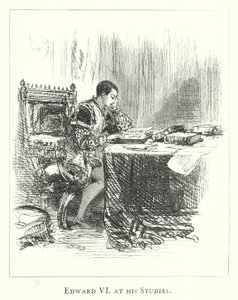 Édouard VI à ses études (gravure) - English School
