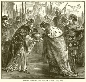Édouard recevant le roi Jean de France - English School