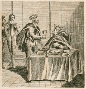 Édouard, le Prince Noir, servant son captif, le roi Jean II de France - English School