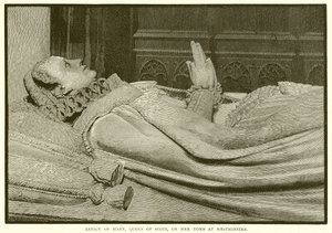 Effigie de Marie, reine des Écossais, sur sa tombe à Westminster