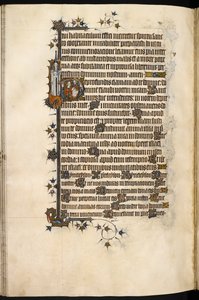 Egerton MS 3277, f.131v, Dame Bohun en prière, avec lion et château en marge, du 