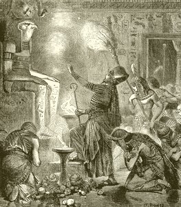 Roi égyptien adorant dans un temple - English School