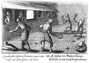 Tennis élisabéthain (gravure) - English School