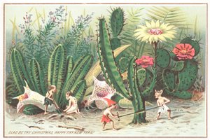 Lutins dans le jardin, Carte de Noël