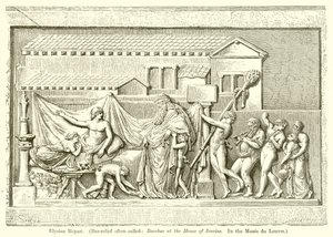 Repas élyséen (Bas-relief souvent appelé : Bacchus chez Icarius. Au Musée du Louvre) - English School