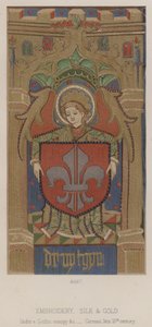 Broderie, soie et or, sous un dais gothique, etc., allemand, fin du 15ème siècle - English School