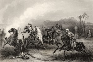 Rencontre entre le lieutenant Hills et un corps de cavalerie sepoy, de 