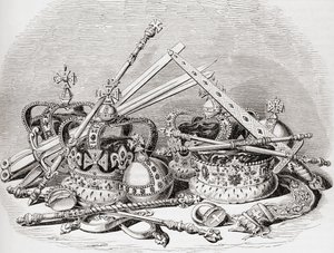 Regalia anglaise, de Old England: A Pictorial Museum, pub. 1847 - English School