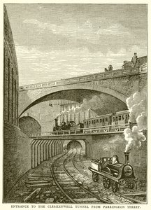 Entrée du tunnel de Clerkenwell depuis Farringdon Street - English School
