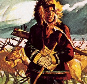 Esquimau avec son renne - English School