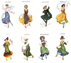 Danseurs européens, cartes de cigarettes, 1915 - English School