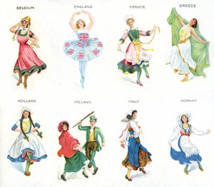 Danseurs européens, cartes de cigarettes, 1915 - English School