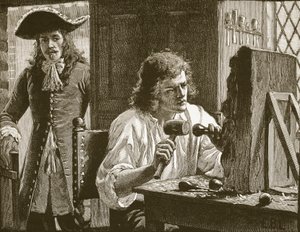Evelyn découvrant Grinling Gibbons (illustration de Cassells Illustrated History of England) - English School
