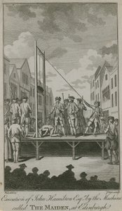 Exécution de John Hamilton Esq par la machine appelée The Maiden (gravure) - English School