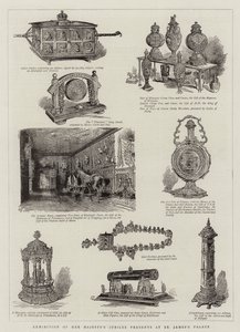 Exposition des cadeaux du jubilé de Sa Majesté au palais St James (gravure) - English School