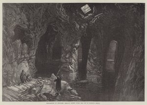 Explorations de Jérusalem, citerne taillée dans la roche sous le site du temple de Salomon (gravure) - English School