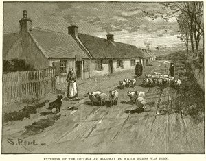 Extérieur du cottage à Alloway où Burns est né - English School